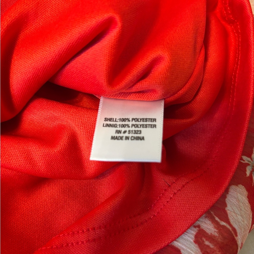 CeCe Red Floral Ruffle Tie Neck Sheer Blouse Size Large Romantic Boho Top - Picture 9 of 9